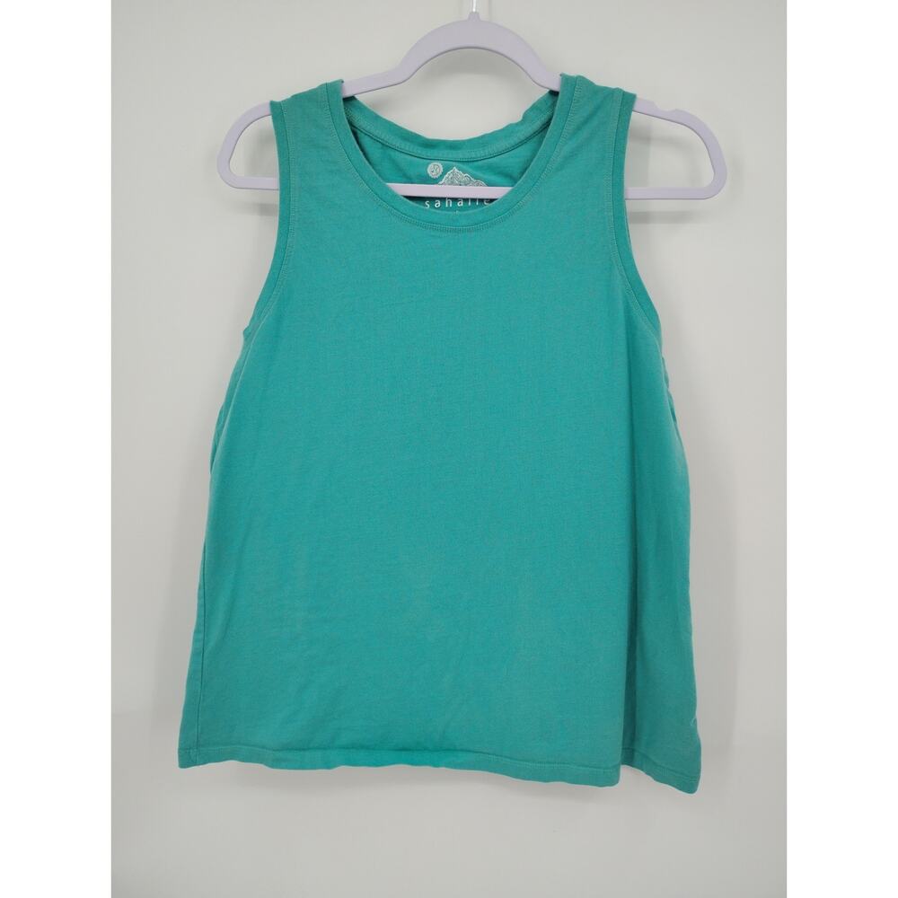 Sahalie Teal Green Sleeveless Tank Top 100% Cotton Large